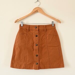 Madewell Snap Front A-line Pocket Mini Skirt Burnt Sienna Size 0